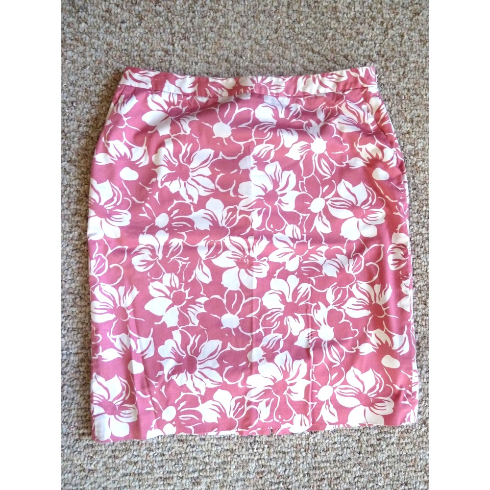Brooks Brothers Pink White Floral Stretch Pencil Skirt Womens 10 Career Spring